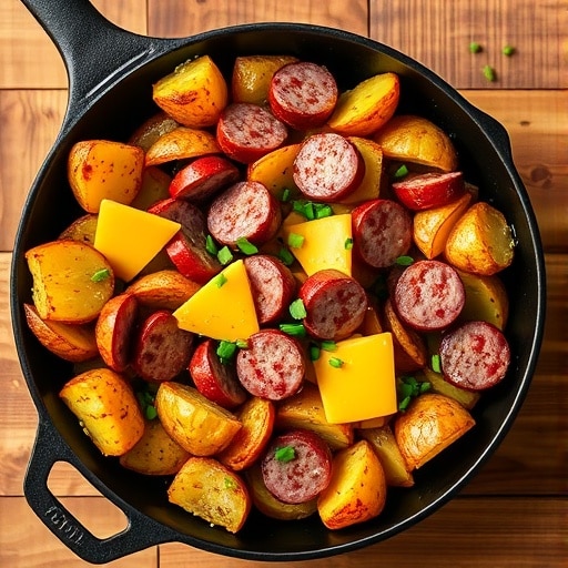 Easy Cheesy Ranch Potatoes & Smoked Sausage Skillet – A Weeknight Dinner Favorite!