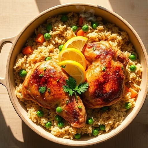 Easy One-Pan Lemon Herb Chicken and Rice Bake for Weeknight Dinners