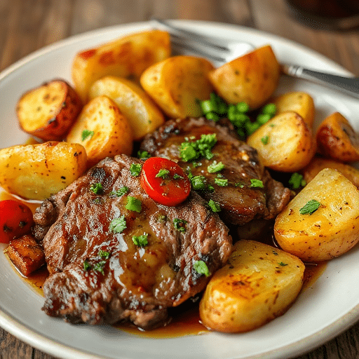 Healthy Twist on Steak And Garlic Potatoes Dinner