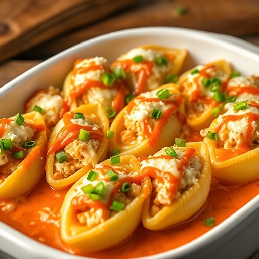 Irresistible Creamy Buffalo Chicken Stuffed Shells – A Quick & Easy Dinner Delight!