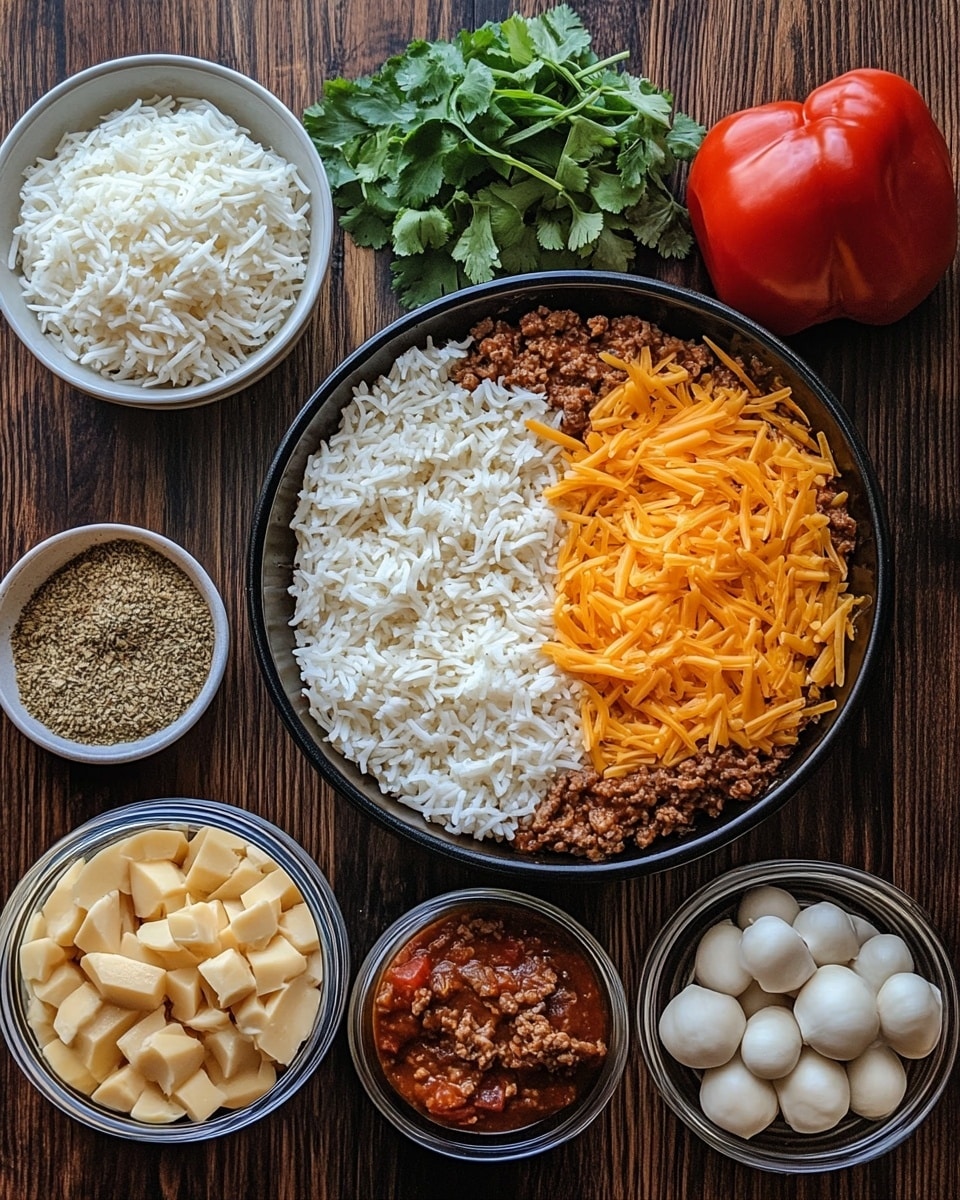 Ingrediant Of Cheesy Beef Rice Casserole Quick Easy Dinner