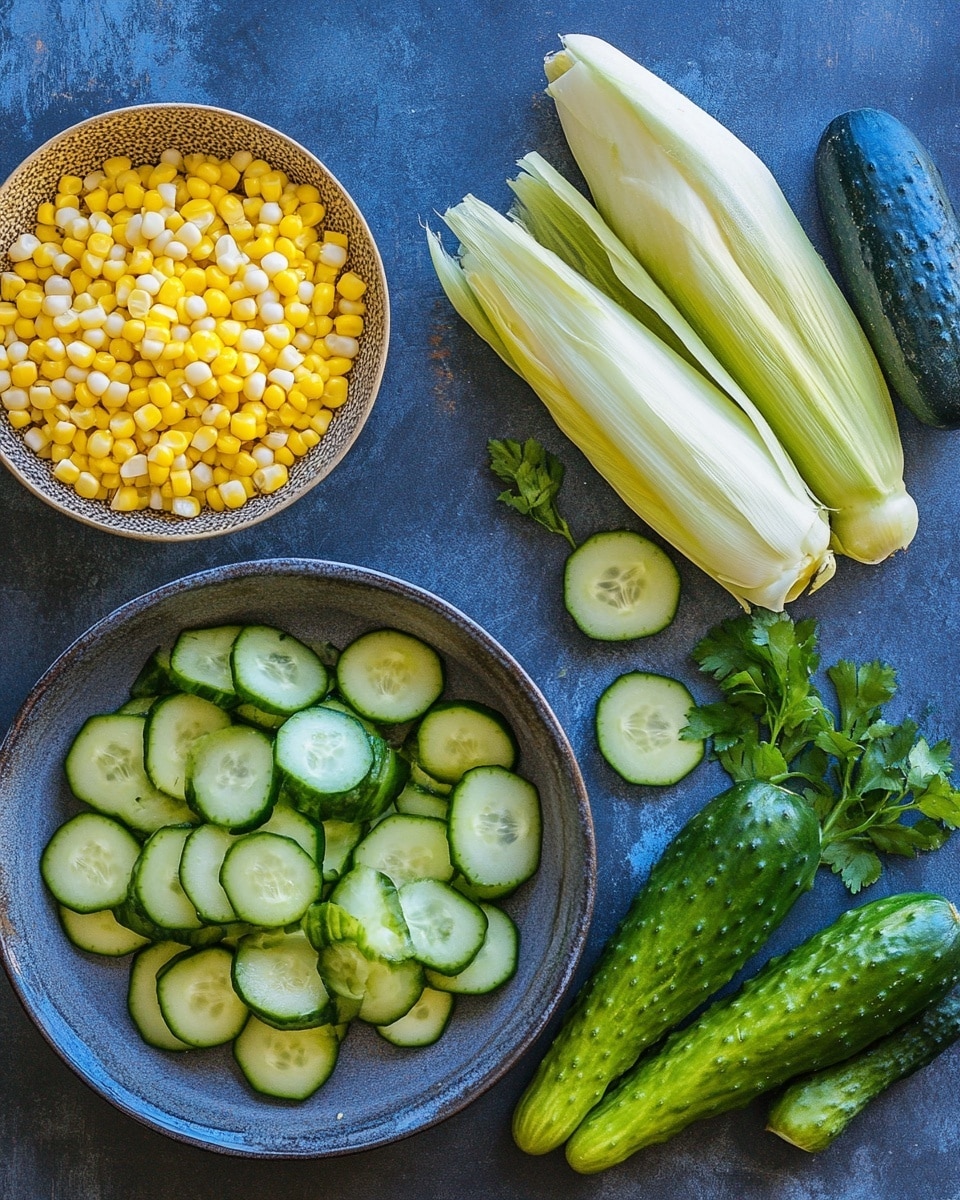 Ingrediant Of Street Corn Cucumber Salad Refreshing Summer Side Dish