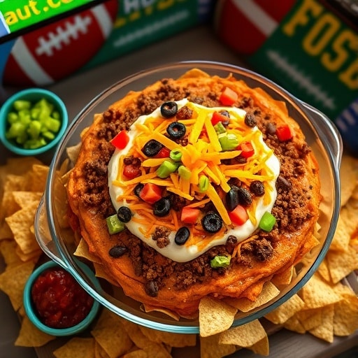Ultimate Touchdown Taco Dip: Easy Layered Fiesta for Your Football Game Day Party!