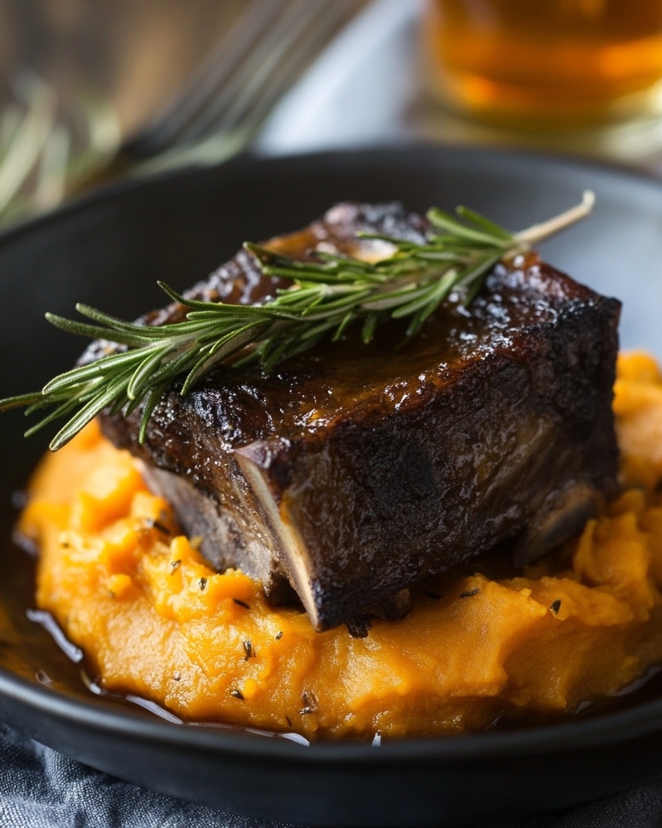 Apple Cider Braised Short Ribs with Creamy Rosemary Mashed Sweet Potatoes