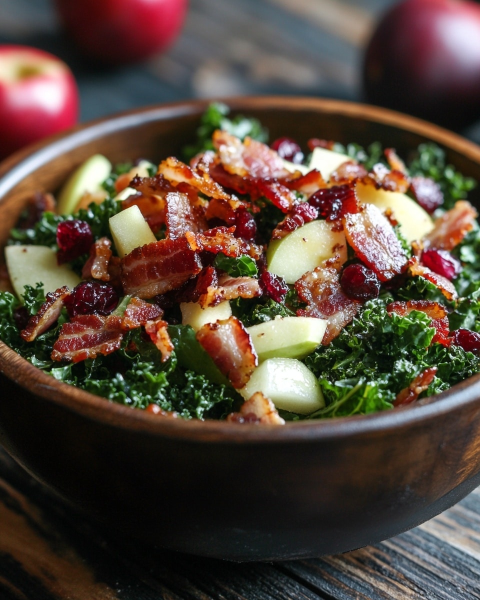 Healthy Apple Cranberry Bacon Kale Salad Recipe