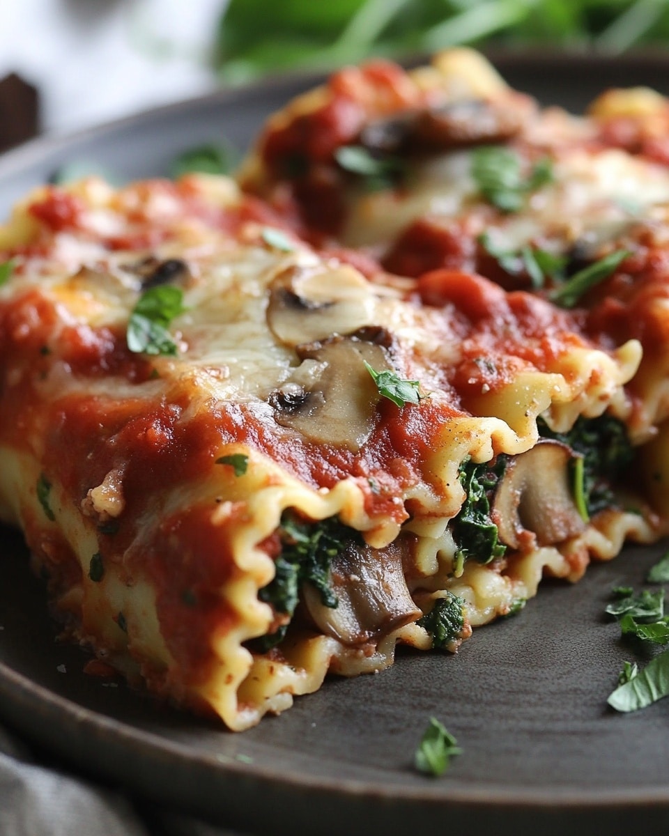 Mushroom and Spinach Lasagna Roll Ups