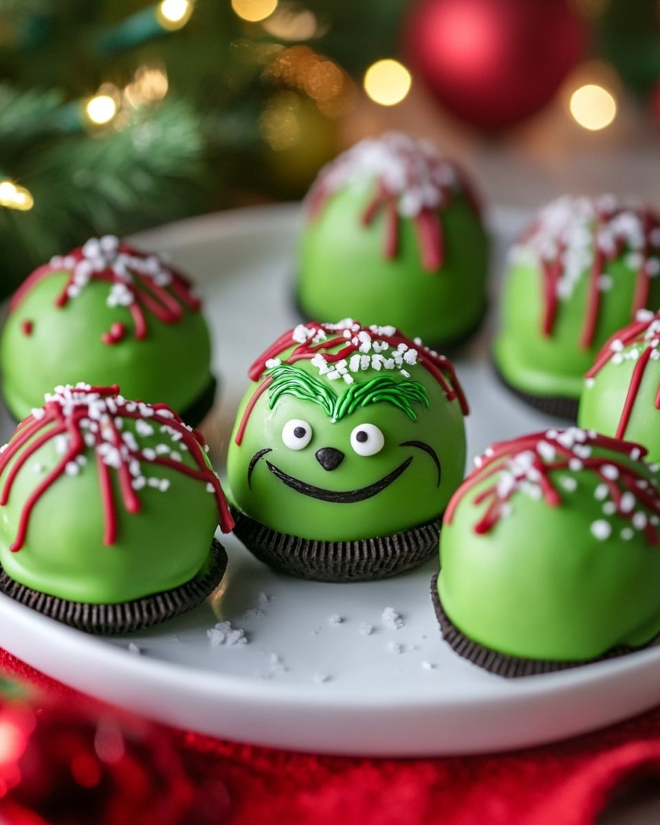 No Bake Grinch Oreo Truffles for Christmas