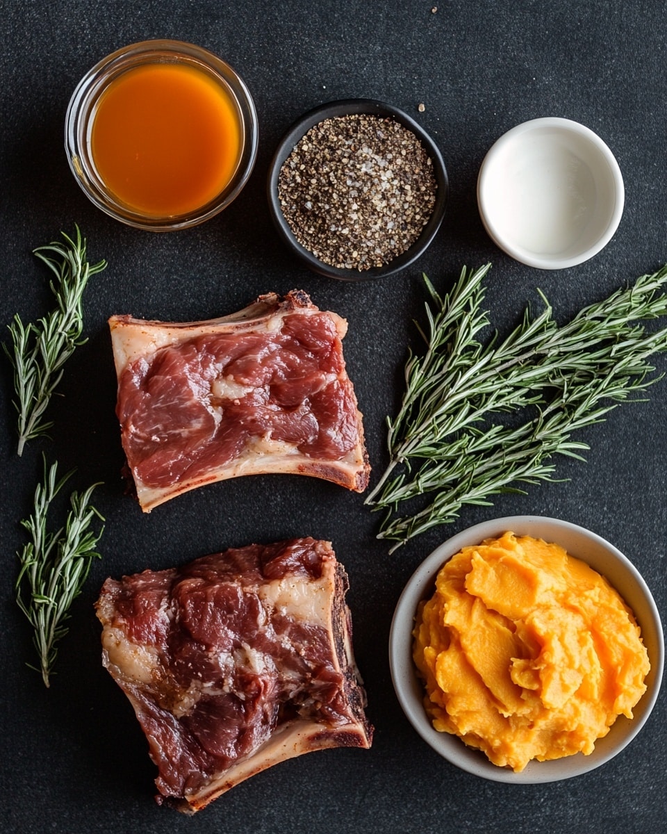Ingrediant Of Apple Cider Braised Short Ribs with Creamy Rosemary Mashed Sweet Potatoes
