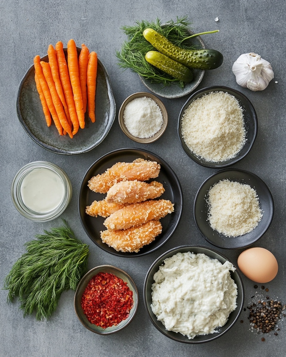 Ingrediant Of Crispy Dill Pickle Parmesan Chicken with Crunchy Coating