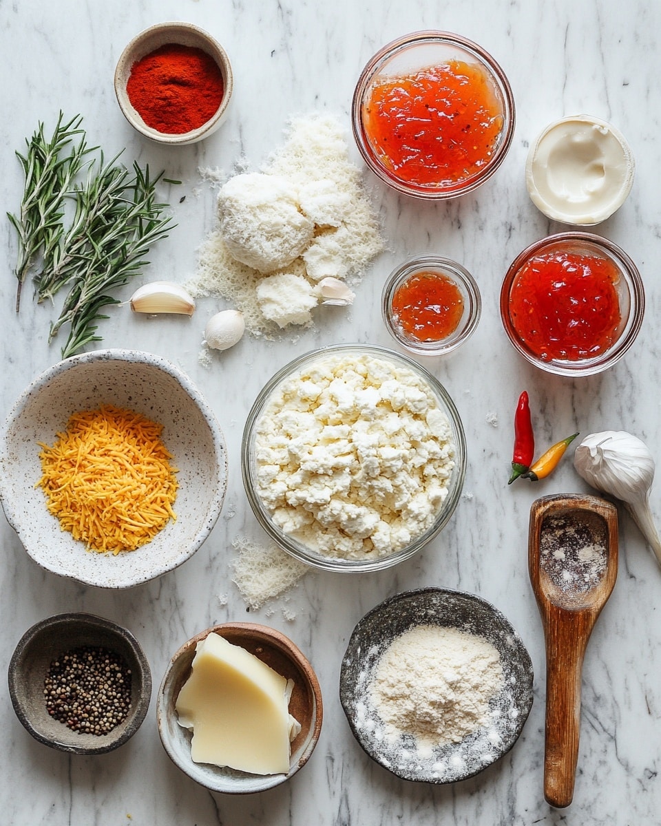 Ingrediant Of Sweet Spicy Pepper Jelly Cheeseball