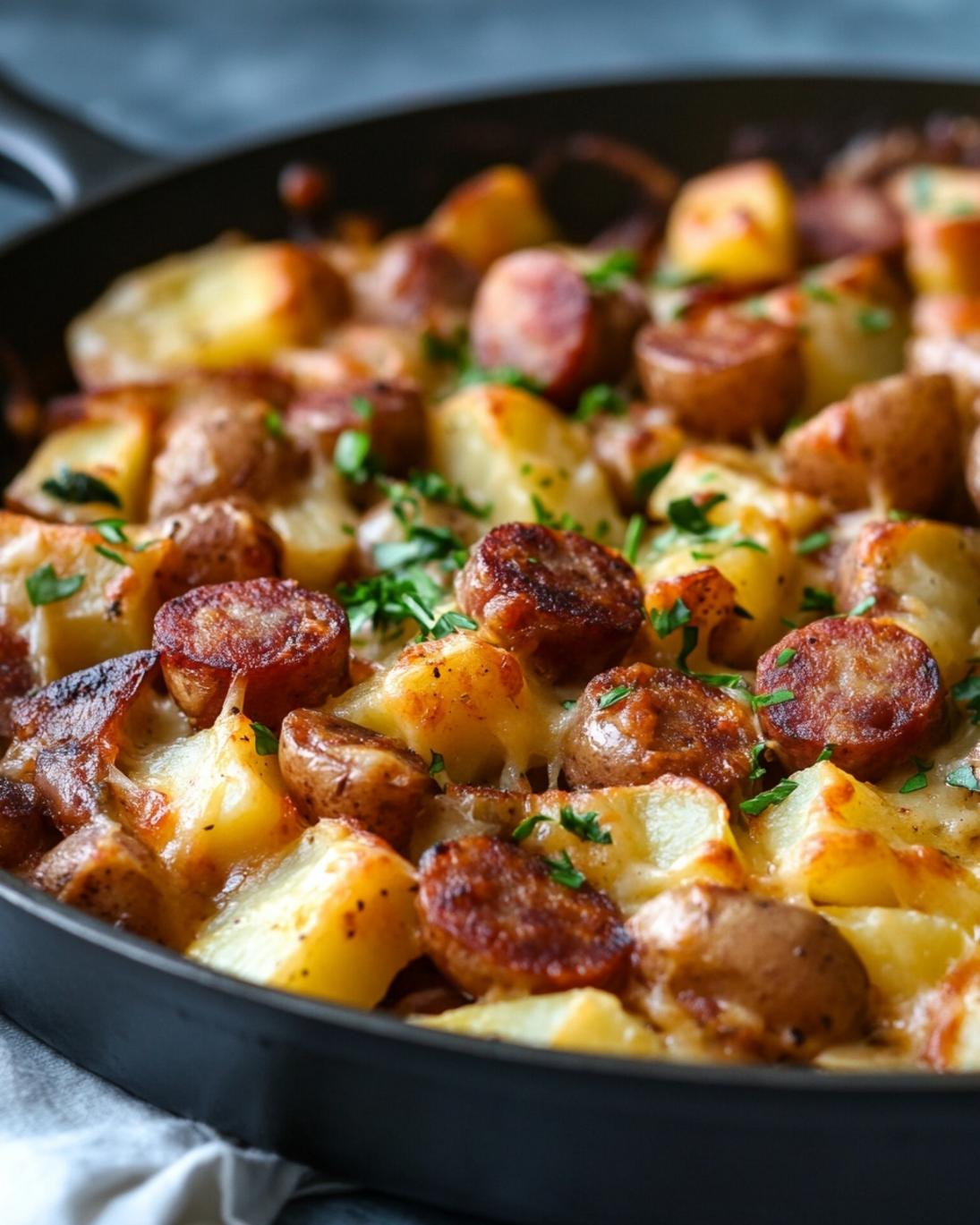 Cheesy Ranch Potatoes with Smoked Sausage Skillet 1