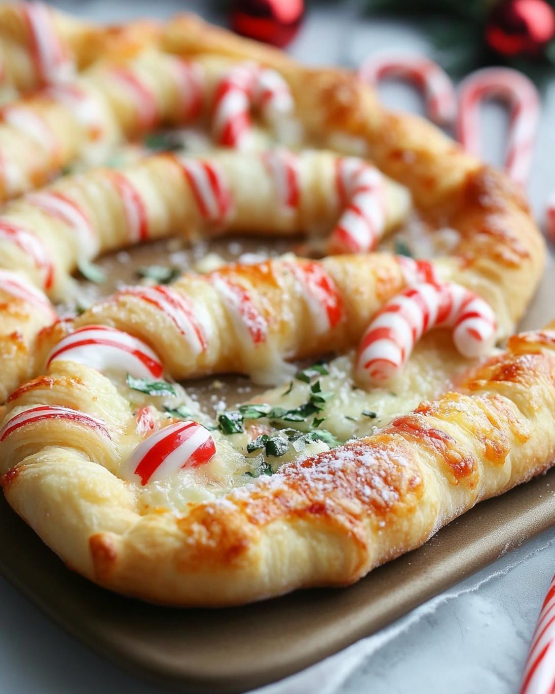 Christmas Candy Cane Pizza Easy Holiday Appetizer Savory Crescent Bake 2
