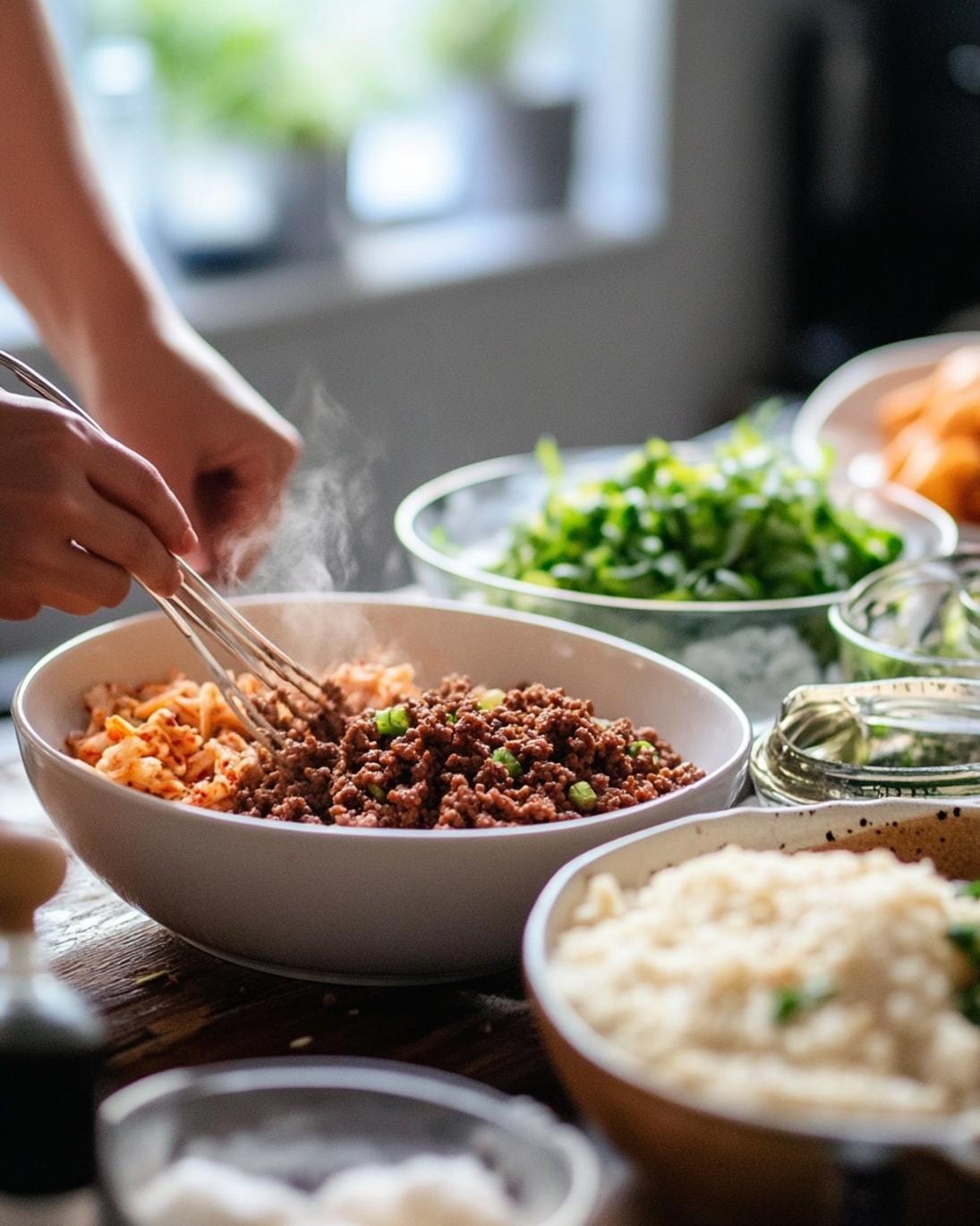 ingrediant of Easy Korean Ground Beef Bowls Recipe